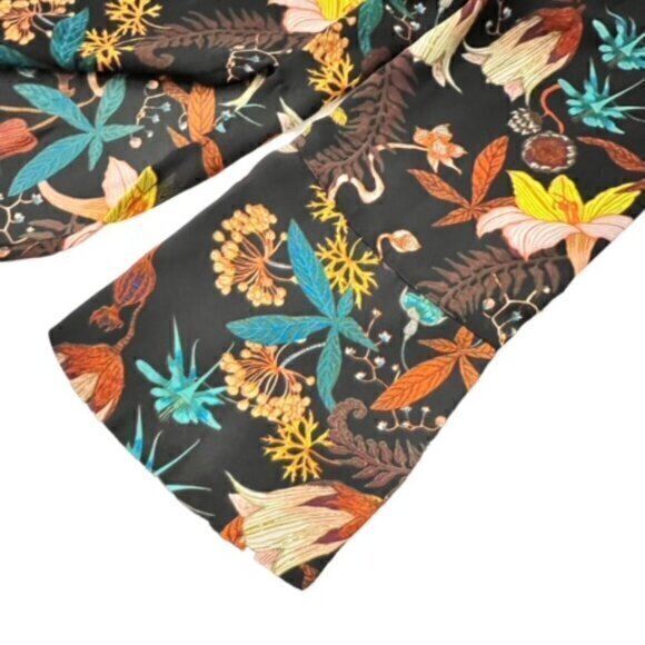 H & M Tunic Blouse Botanical Garden Floral Print Long Sleeve Size 14 Cottagecore - Picture 4 of 11